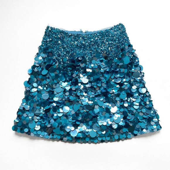 AJE Cherie Sequin Mini Skirt Azure Blue Size AU 4 IS 0 NEW NWT - Picture 4 of 12